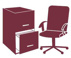 file cabinet and chair