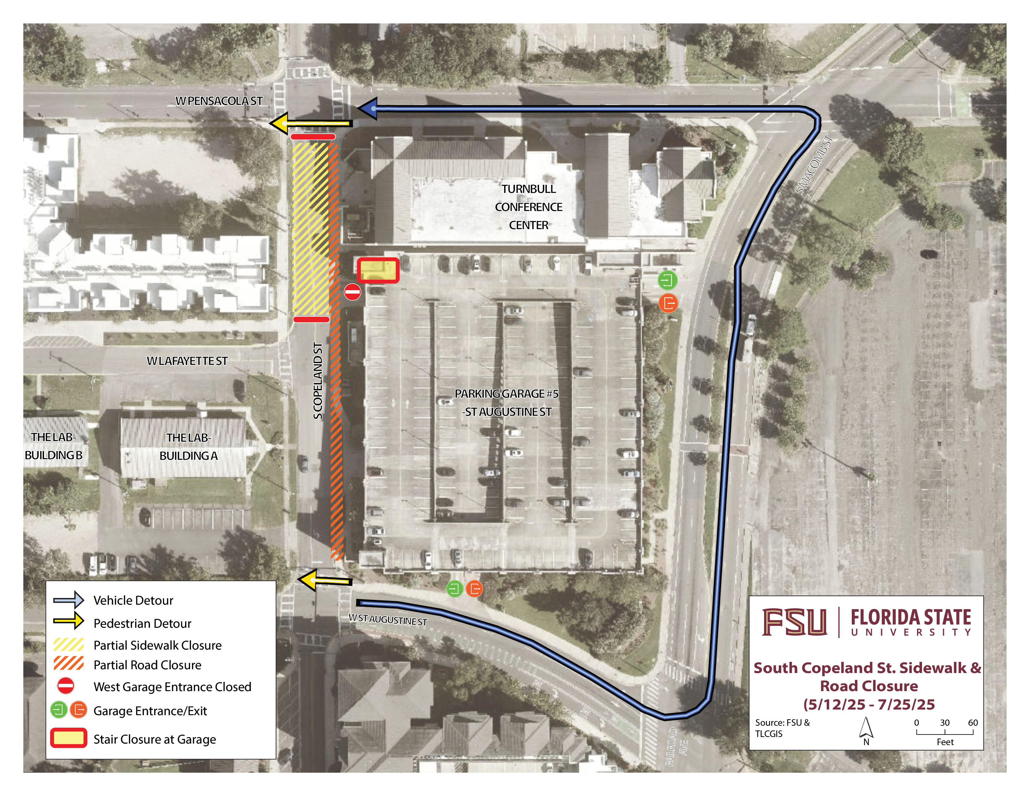 South Copeland Street Partial Road and Sidewalk Closures extend through July 25, 2025